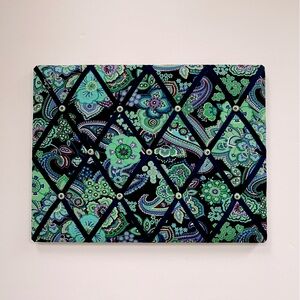 Vera Bradley navy green paisley Blue Rhapsody fabric memory photo display board